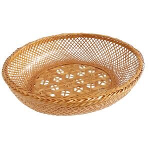 Vintage Ikebana Basket Oval Woven Bamboo Basket Bohemian Eclectic Natural